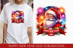 Happy New Year 2025 Sublimation, christmas santa clipart Product Image 1