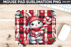 Watercolor Bunny Mouse Pad Sublimation - Christmas PNG Product Image 1