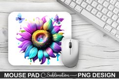 Magical Purple Cyan Sunflower Sublimation Mouse Pad Design Product Image 1
