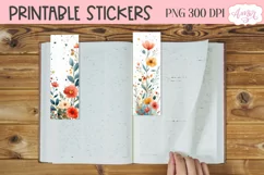 Watercolor wildflowers bookmark PNG printable, 4 PNG Product Image 2