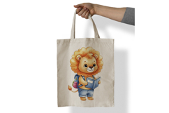 Cute Lion Cub with Backpack Reading a Book Watercolor PNG Product Image 6