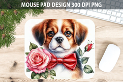 Watercolor Dog Mouse Pad Sublimation - Valentines PNG Product Image 1