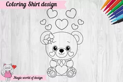 Valentine's Day Coloring Shirt SVG, bear svg Product Image 2