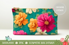 Blue Vintage Cosmetic Bag PNG, Flowers Cosmetic Bag Template Product Image 1