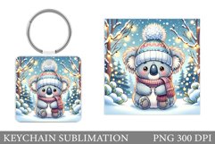 Christmas Koala Keychain. Christmas Keychain Sublimation Product Image 1
