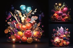 Fruits and vegetables on black background - printable images Product Image 2