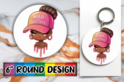 Radiant Circle Sublimation Keychain, Black Woman Product Image 1