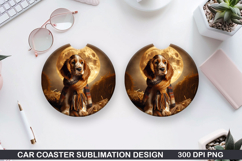 Halloween Dog Car Coaster Sublimation| Halloween Coaster PNG Product Image 1