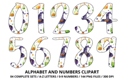 Halloween Alphabet Clipart PNG, watercolor letters doodle Product Image 5