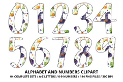 Halloween Alphabet Clipart PNG, watercolor letters doodle Product Image 5