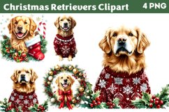 Christmas Retrievers Clipart PNG Product Image 1