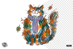 Quirky Funny Autumn Cat Clipart Product Image 1