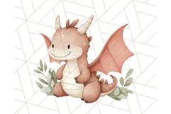Watercolor Baby Dragon Clipart, Cute Nursery Fantasy PNG Product Image 3