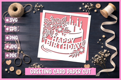 Happy Birthday Greeting card SVG,Paper cut SVG Birthday Card Product Image 1