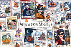 Halloween Postage Stamps Clipart Product Image 1