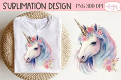 Watercolor unicorn PNG for sublimation | Magical design PNG Product Image 1