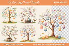 Easter Egg Tree Clipart Bundle PNG Product Image 5