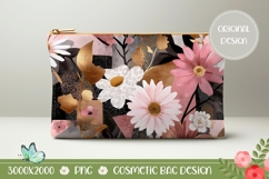 Boho Flowers Cosmetic Bag Design, Floral Cosmetic Bag PNG Product Image 1