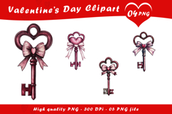 Valentine Heart Key Illustration Clipart PNG Product Image 1