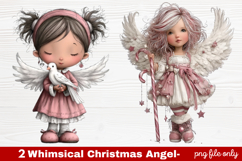 2 Whimsical Christmas Angel Clipart | Cute Holiday Angel PNG Product Image 1