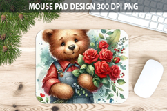 Watercolor Bear Mouse Pad Sublimation - Valentines Png Product Image 1