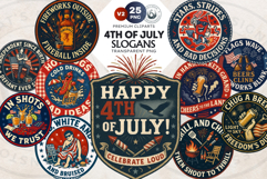 4th of July Slogans PNG Clipart set v2, Patriotic Quotes Product Image 1