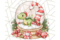 Christmas Dinosaur PNG Clipart, Cute Dino Holiday Art Png Product Image 5