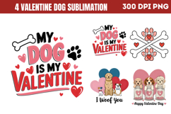 Valentine Dog Sublimation PNG Product Image 1