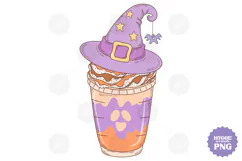Coquette Girly Halloween Pumpkin Coffee Clipart DTF PNG Product Image 1