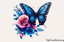 Butterfly Flowers Clipart PNG Product Image 1
