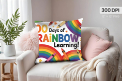 100 days of school Pillow Design, Teacher PNG Sublimation Product Image 1