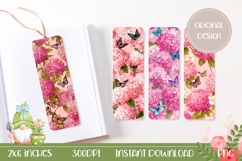 Hydrangea Bookmark Designs, Butterfly Bookmark PNG Product Image 1