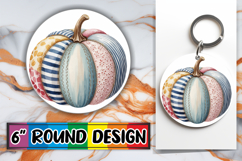 Whimsical Circle Keychain Sublimation, Pumpkin Watercolor Product Image 1
