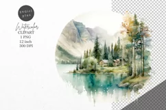Nature clipart, Lake clipart, Watercolor Product Image 1