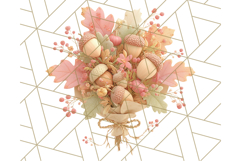 Fall Foliage Clipart PNG, Pink and Green Leaves Product Image 5
