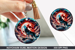 Halloween Wolf Keychain Sublimation -Halloween Keychain PNG Product Image 1