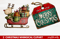 2 Whimsical Christmas Clipart featuring cute holiday charact Product Image 1