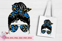 Messy Bun png, Down Syndrome Awareness svg, Blue And Yellow Product Image 3