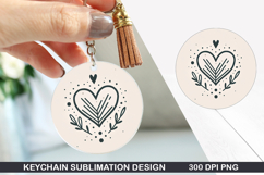Heart Love Keychain Sublimation - Valentine Keychain PNG Product Image 1