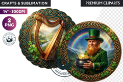 Saint Patrick Clipart Celtic Irish PNG round coaster Product Image 1