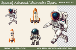 Space of Astronaut Watercolor Clipart PNG Product Image 1