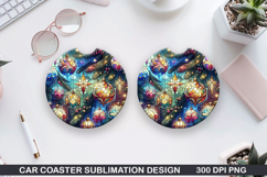 Car Coaster Sublimation| Christmas Coaster PNG Design Product Image 1