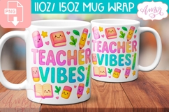 BUNDLE Cute Teacher mug Wraps PNG, cute school mugs template Product Image 9