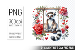 Valentine&#039;s Lemur Cub Clipart PNG, Digital Download File Product Image 1