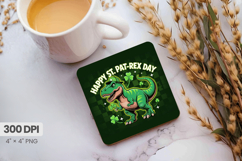 Funny Happy St Pat-Rex Day Dinosaur Square Coaster PNG Subli Product Image 1