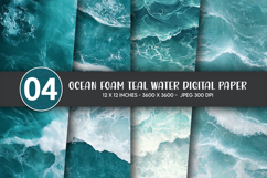 Ocean Foam Teal Water Digital Paper Product Image 1