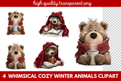 Whimsical Cozy Winter Animals Clipart | Cute Snowy Forest Product Image 1