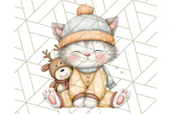 Christmas Pets in Pajamas Clipart PNG, Christmas Png Clipart Product Image 5