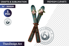 Alpine Winter Sports Fashion and Cabin Clipart PNG Product Image 1