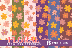 Retro Flowers Seamless Pattern Bundle Floral Png Sublimation Product Image 1